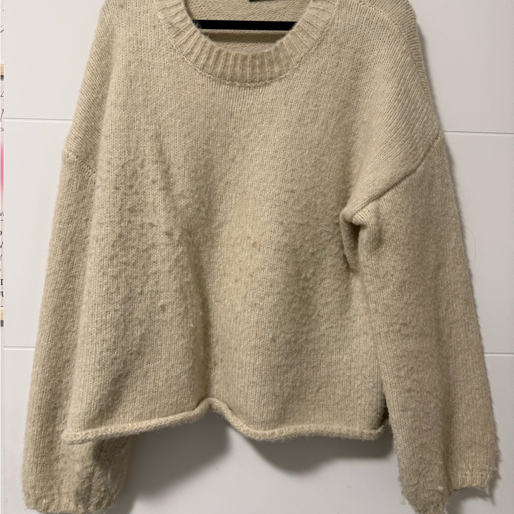 Nasty Gal Cream Crew Neck Sweater
